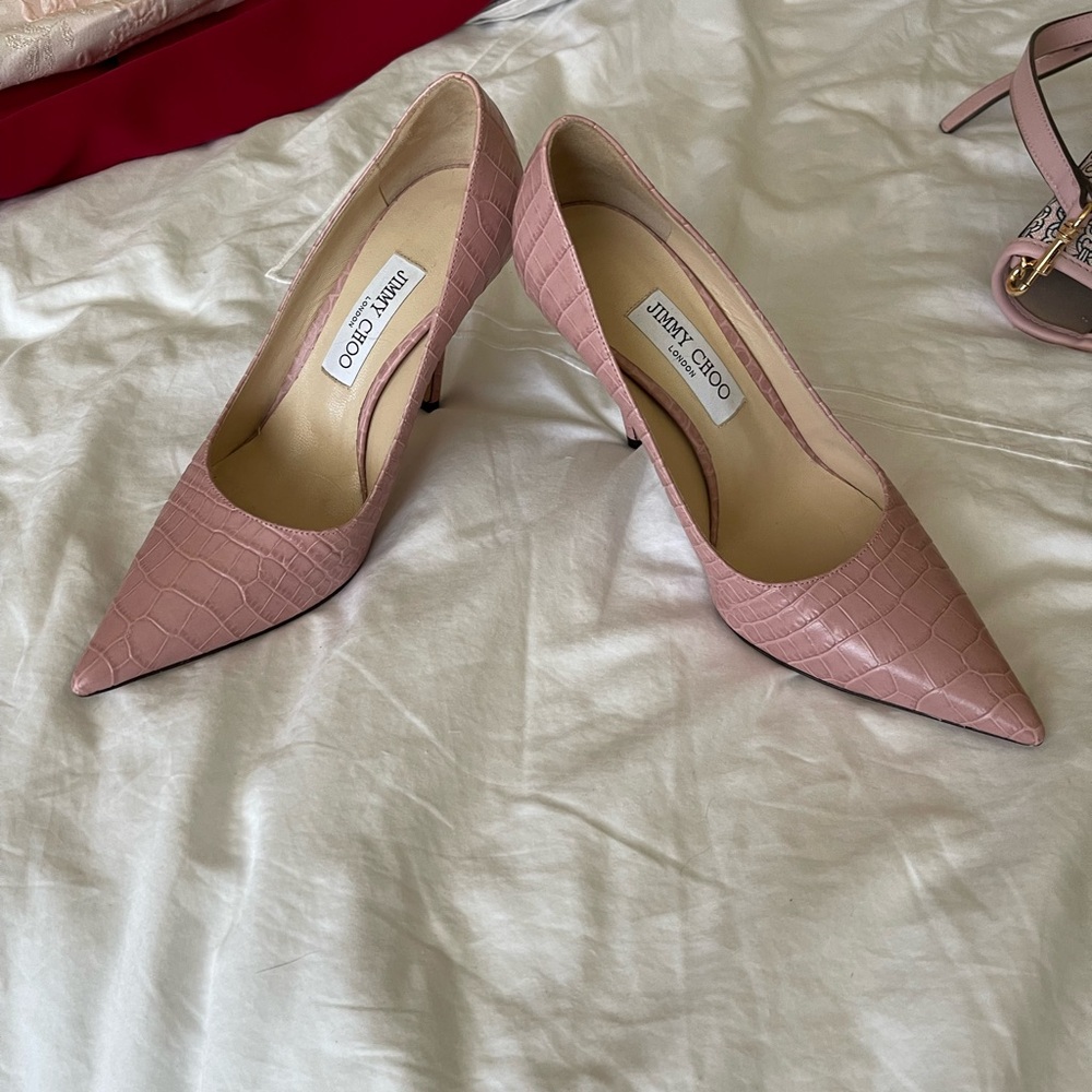 Jimmy Choo Blush Croc-Embossed Heels